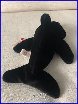 Very Rare 1993 KOREAN Splash Orca Whale 4th Gen PVC MINT WMT Korea Beanie Baby