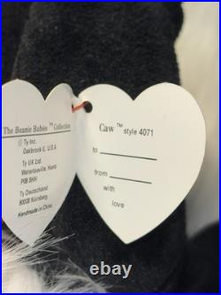 Very Rare 1995 Ty Beanie Baby CAW The Crow Bird. No Name On Tush Tag. #4071 PVC