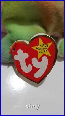 Very Rare Errors Ty Beanie Baby 9 inch Rainbow The Iguana Chameleon Toy