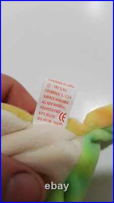Very Rare Errors Ty Beanie Baby 9 inch Rainbow The Iguana Chameleon Toy