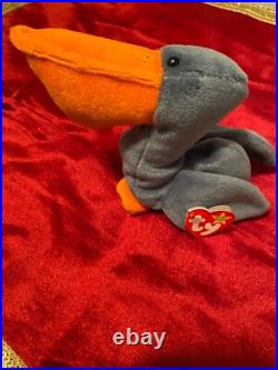 Very Rare Excellent Condition PVC Pellet Ty 4107 Scoop the Pelican Beanie Babies