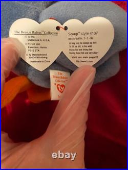 Very Rare Excellent Condition PVC Pellet Ty 4107 Scoop the Pelican Beanie Babies