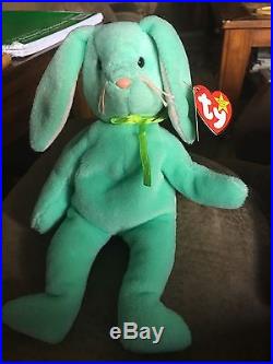 Very Rare Hippity Beanie Baby With Multiple Errors And Yellow And Green Ribbon