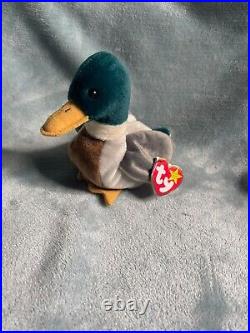 Very Rare TY Beanie Baby Jake the Drake Mallard Duck, Tag with multiple errors