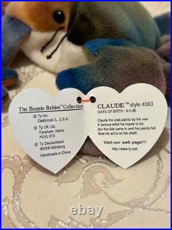 Very Rare Ty Beanie Babies Claude the Crab with tag errors