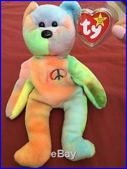 Very Rare Ty Beanie Baby-PEACE BEAR- Original Collectible with Tag ERRORS. Read