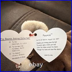 Very Rare Vintage Retired Ty Beanie Baby Pounce 1997 PVC Pellets Tag Errors