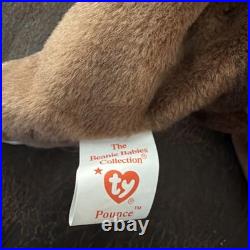 Very Rare Vintage Retired Ty Beanie Baby Pounce 1997 PVC Pellets Tag Errors