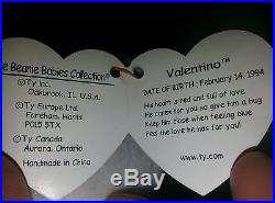 Very Rare Vintage Valentino Beanie Baby-2 Mispelled & Mistake Tag & No Stamp