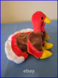 Vintage 1996 Ty Beanie Babies Gobbles the Turkey with Rare PVC Pellets MINT