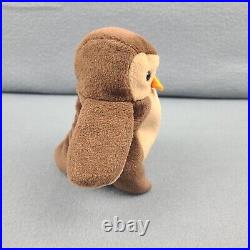 Vintage Beanie Baby Ty Hoot The Bird 1995 Brown Retired Rare With Tag Errors