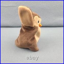 Vintage Beanie Baby Ty Hoot The Bird 1995 Brown Retired Rare With Tag Errors