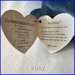 Vintage Rare 1997 Error TY Beanie Babies Blue Rainbow Chameleon not Iggy