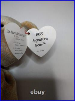 Vintage Rare TY 1999 Signature Bear Beanie Baby (with tag errors)