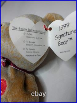 Vintage Rare TY 1999 Signature Bear Beanie Baby (with tag errors)