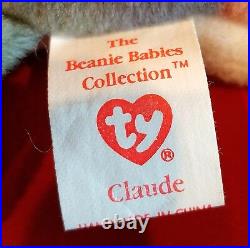 Vintage TY Beanie Babies RETIRED Claude the Crab Ultra Rare Version with Errors