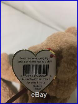 WOW Mint Rare Retired Ty Beanie Baby'Curly' The Bear With Many Errors