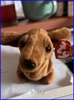 Weenie the Dachshund Dog Ty Beanie Baby 1995 PVC Rare Tag Errors 4013 Mint