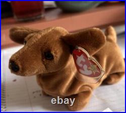 Weenie the Dachshund Dog Ty Beanie Baby 1995 PVC Rare Tag Errors 4013 Mint