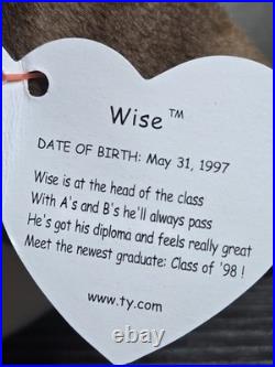 Wise, Wiser, Smartest the Owl Class of 98, 99, 03 TY Beanie Baby RARE Tag Errors