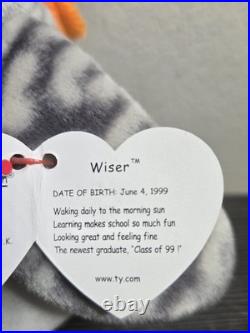 Wise, Wiser, Smartest the Owl Class of 98, 99, 03 TY Beanie Baby RARE Tag Errors
