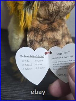 Wise, Wiser, Smartest the Owl Class of 98, 99, 03 TY Beanie Baby RARE Tag Errors